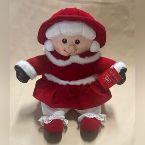 NEW‎ 13" Sitting Plush Mrs Santa Claus Parachute/Velvet Material